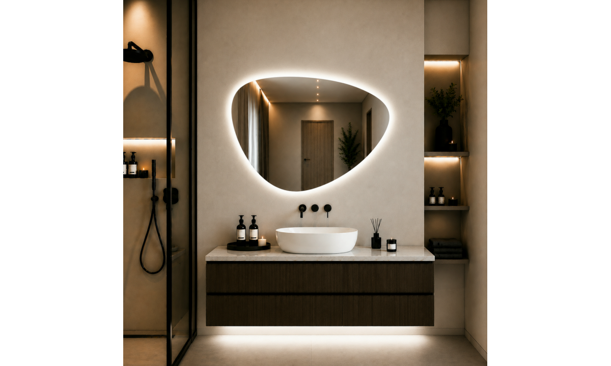 FIGŪRINIS LED VEIDRODIS SU FONINIU APŠVIETIMU S 50x60cm 3000K 