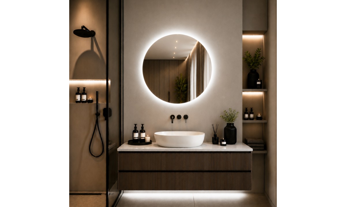 APVALUS LED VEIDRODIS SU FONINIU APŠVIETIMU S 60cm 4000K APVALUS LED VEIDRODIS SU FONINIU APŠVIETIMU S 60cm 4000K